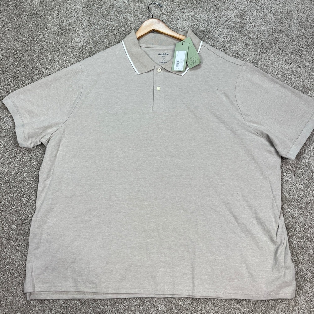 Goodfellow Polo Shirt Mens 4XL Khaki Short Sleeve Performance Golf Stretch NEW - Picture 2 of 9